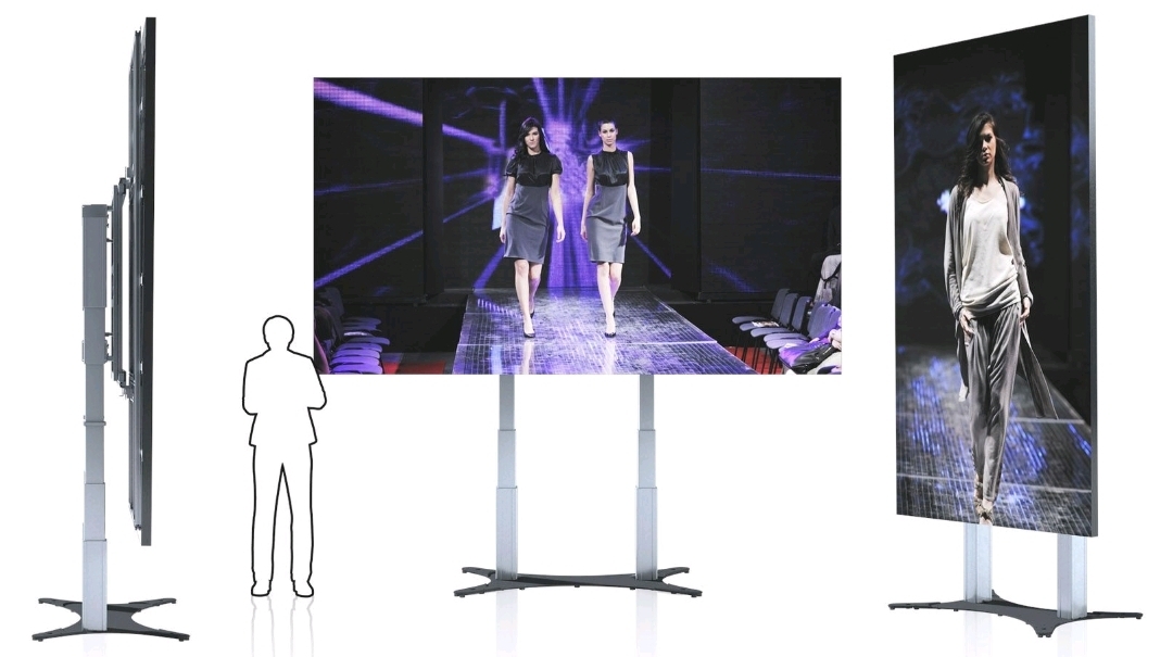 LED Wall Display in Landscape- und Portrait-Format mit Größenvergleich