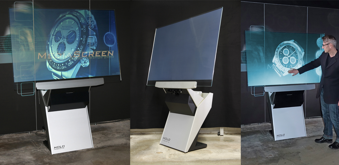 Interaktiver transparenter HoloScreen mit kapazitiver Multitouch-Oberfläche